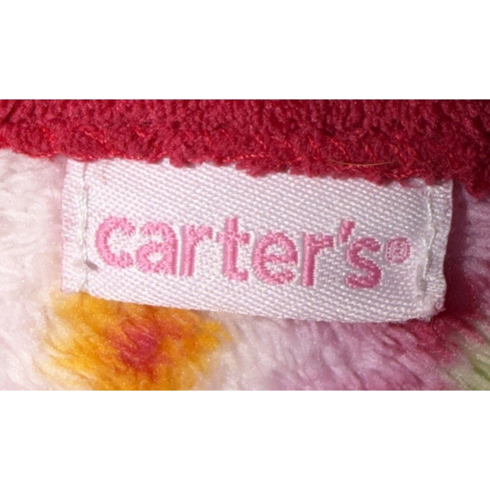 Carter's Pink Floral Baby Security Blanket Lovey Dark Pink Trim Plush Blanket - Picture 4 of 6